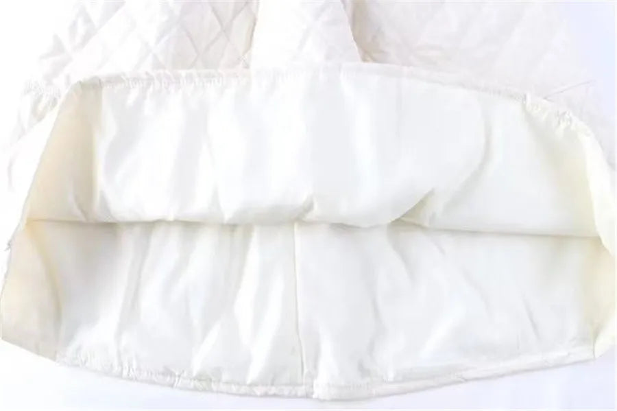 Autumn Winter Cotton Quilted Skirt Warm Womens A-line Faldas Vintage Thicken High Waist Saias Korean Fashion Knee-length Skirts