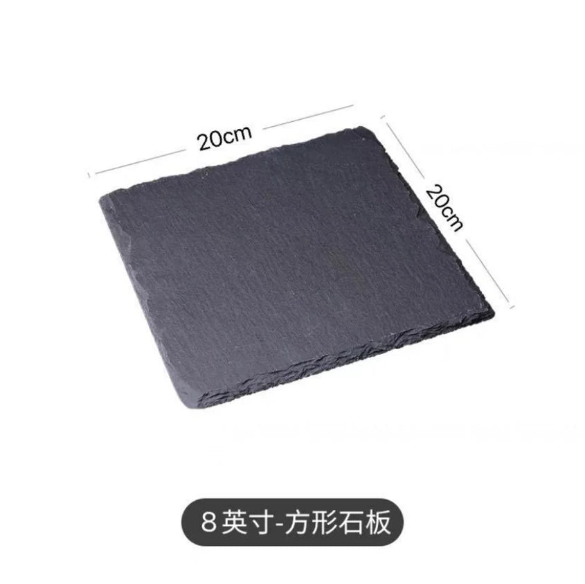 Japanese And Korean Style SLATE Plate Dessert Sushi Flat Western Food Black SLATE Plate Tableware.