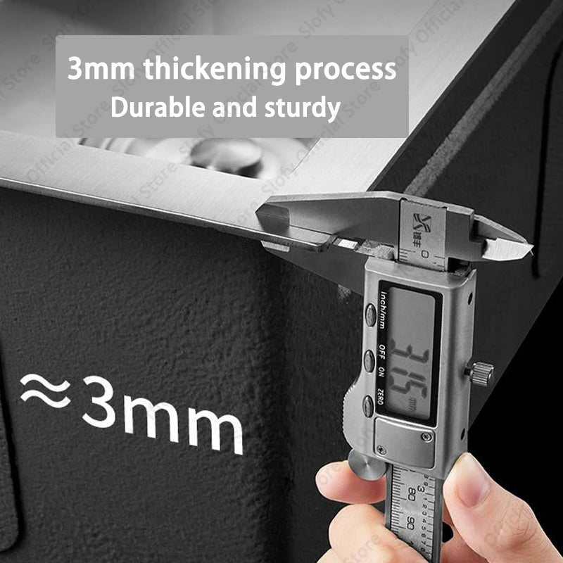 Küchenspüle aus Edelstahl 304, großes Fassungsvermögen, Wasch-/Schnitt-/Abfluss in einem, komplettes Set, multifunktionale Gemüse-Arbeitsstation für den Haushalt