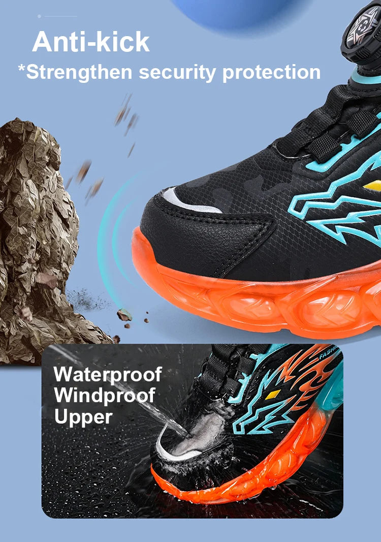 New Anti-skid Leather Kids Sneakers for Boys Running  Walking Lightweight Casual Shoes With Fashion Dragon Pattern Size 28-39.