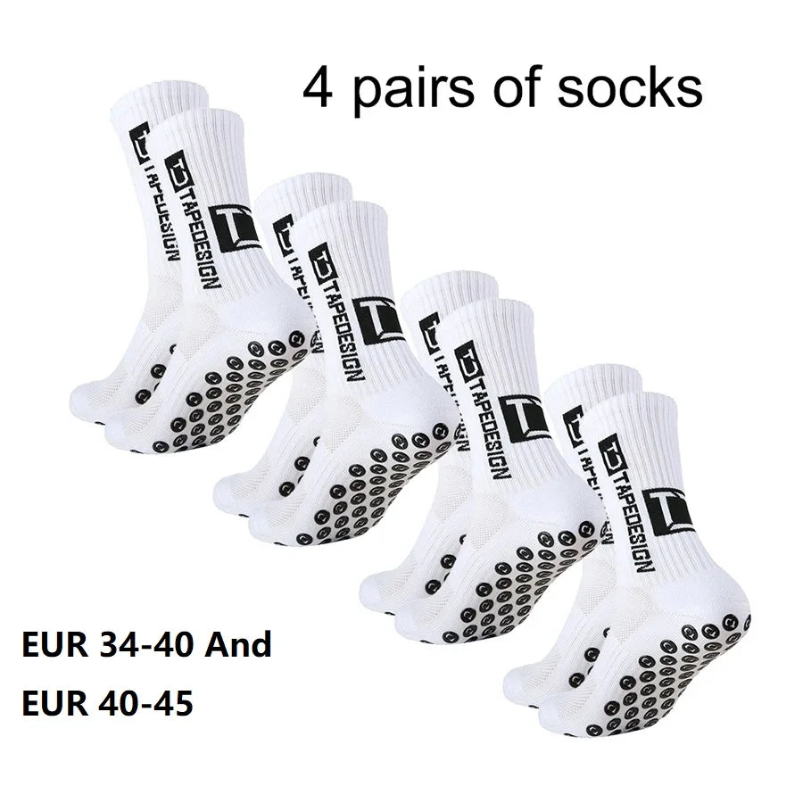 4 pairs of new TC mid tube glued football socks for sports training and competition, non slip and breathable socks.