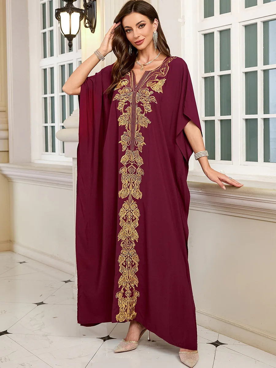 Frauen bestickte lange Kaftane Plus Size Kaftan Kleider Strand Badeanzug Cover Up Moomoo Kleid marokkanische Robe