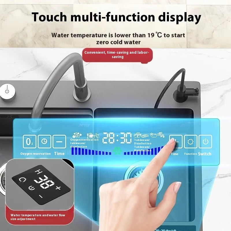 Water Catalyst Stainless Steel Kitchen Sink Multifunctional Smart Double slot Cleaning Ingredients Dishes Kitchen Sink