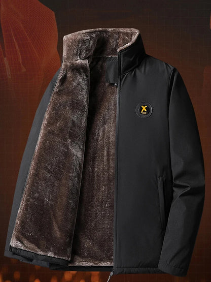 2024 New Men's Padded Cotton Clothing Fashion Casual Solid Color Windproof Lapel Long-Sleeved Jacket Street Beat Men's.