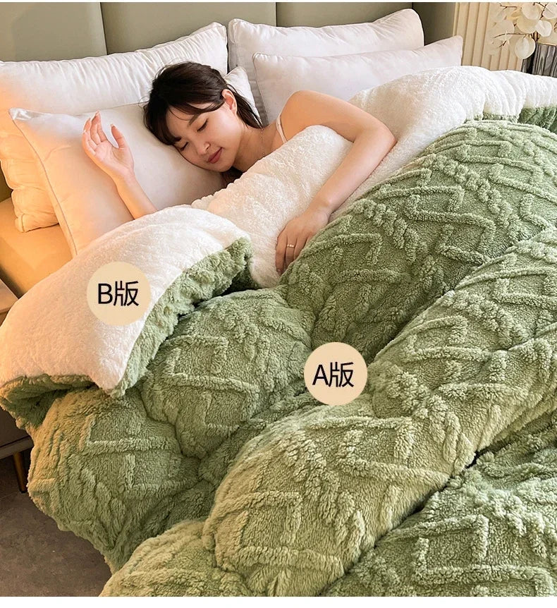 New Super Thick Winter Warm Blanket for Bed Artificial Lamb Cashmere Weighted Blankets Soft Comfortable Warmth Quilt Comforter.