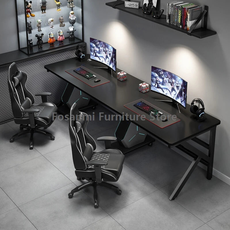 Großer 2-Personen-Gamer-PC-Schreibtisch mit K-förmigen Beinen, moderner Büro-Doppelcomputer-Schreibtische, geräumiger langer Gaming-Tisch für Zuhause und Arbeitszimmer für zwei Personen