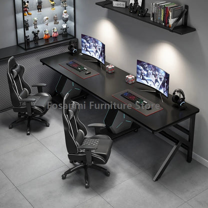 Großer 2-Personen-Gamer-PC-Schreibtisch mit K-förmigen Beinen, moderner Büro-Doppelcomputer-Schreibtische, geräumiger langer Gaming-Tisch für Zuhause und Arbeitszimmer für zwei Personen