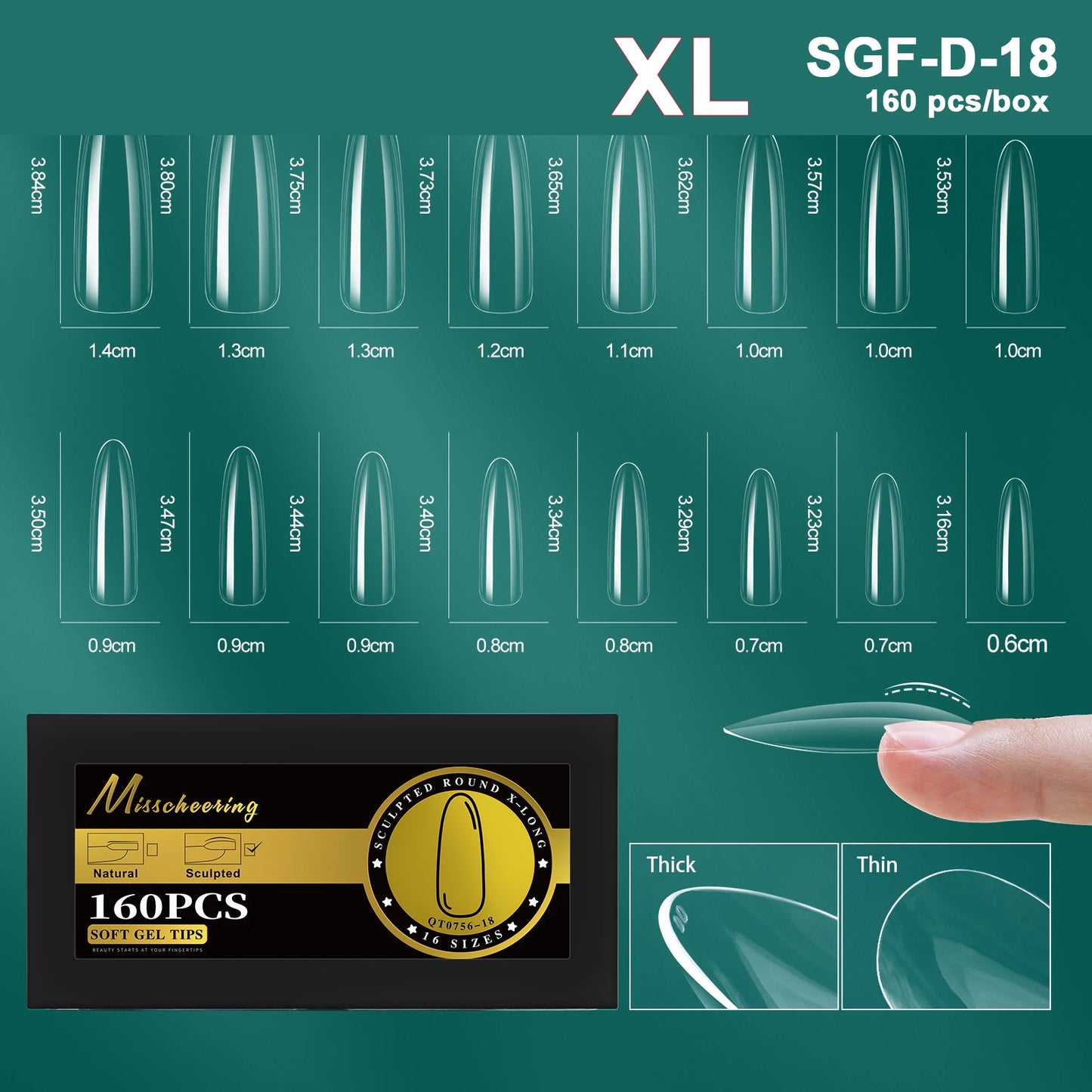 16 Sizes Curved Arch Soft Gel False Nail Tips Full Cover Press on Almond Capsules French Coffin Artificial Fake Nails Extension