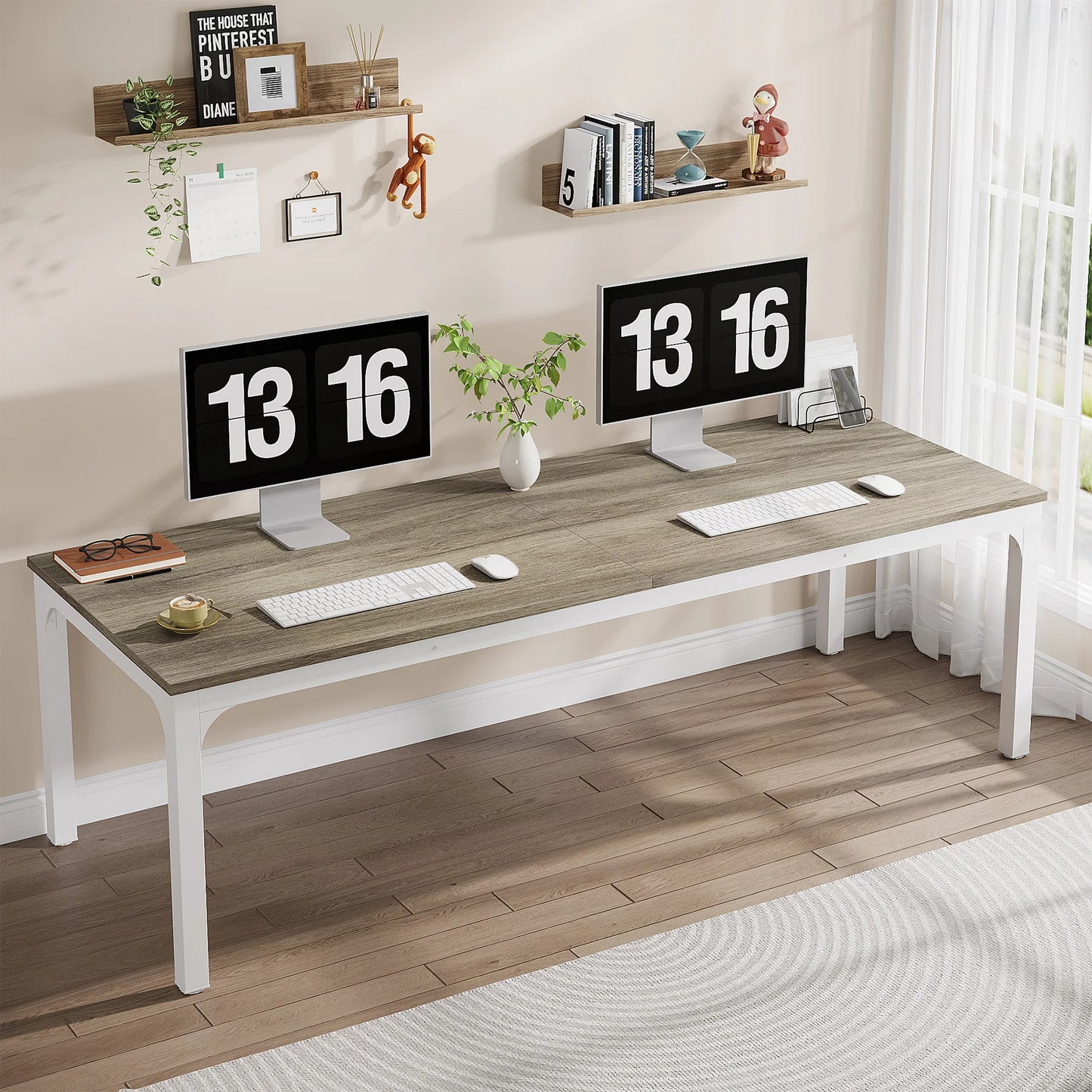 Tribesigns 78,7 Zoll extra langer Computertisch 2-Personen-Schreibtisch, doppelter langer Schreibtisch, Arbeitsplatz für das Heimbüro