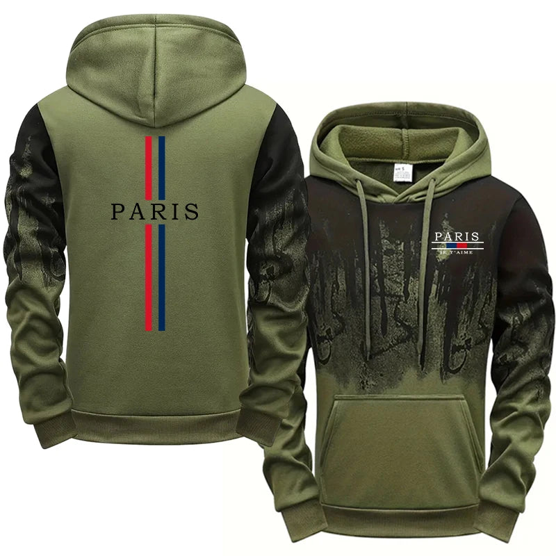 Paris Fashion Tracksuit Hooded Sweatshirt Sweatpants City Vibe Hoodies 2 Piece Set Autumn Winter Men's Daily Casual Sport Outfit.