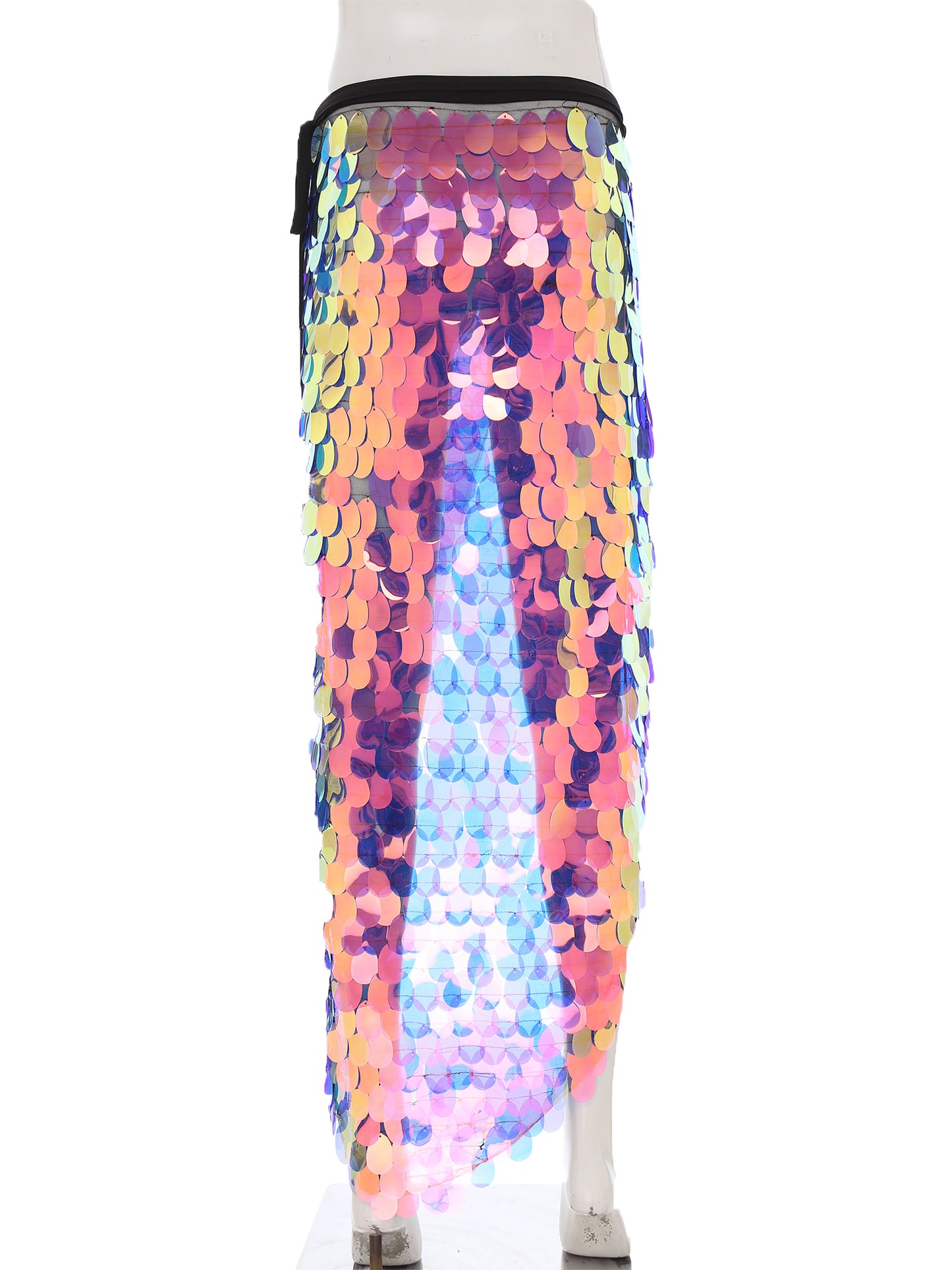 Womens Sequins Dance Skirt Lace-Up Mermaid Hip Scarf Wrap Long Belly Dance Hip Skirt Festival Dance Stage Performance Costumes.