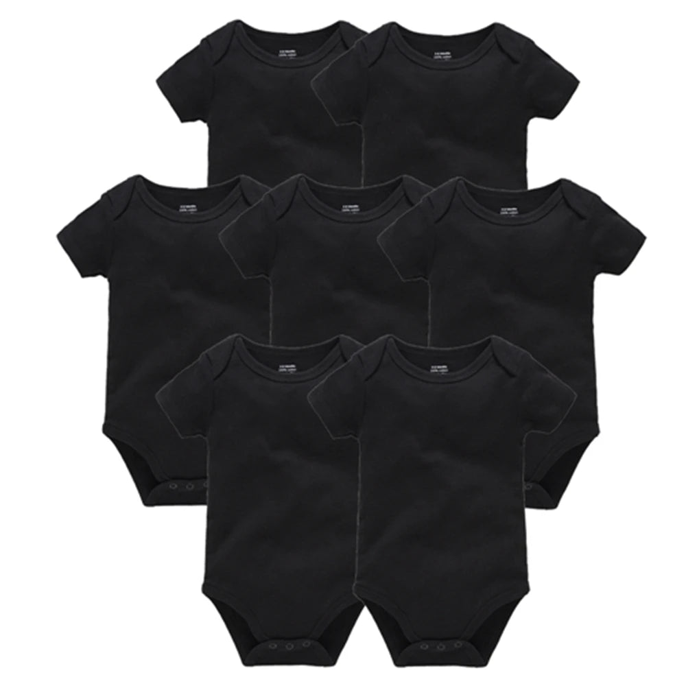 2025 Sommer Unisex Baby Body 0-24 Monate Kurzarm 100 % Baumwolle Weiß Schwarz Grau Design Säuglingskleidung