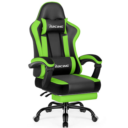 AUTHMIC Ergonomischer Gaming-Stuhl mit 170er °   Liegende Rückenlehne, faltbare Fußstütze, weiche Armlehnen, 150 kg, atmungsaktives Material