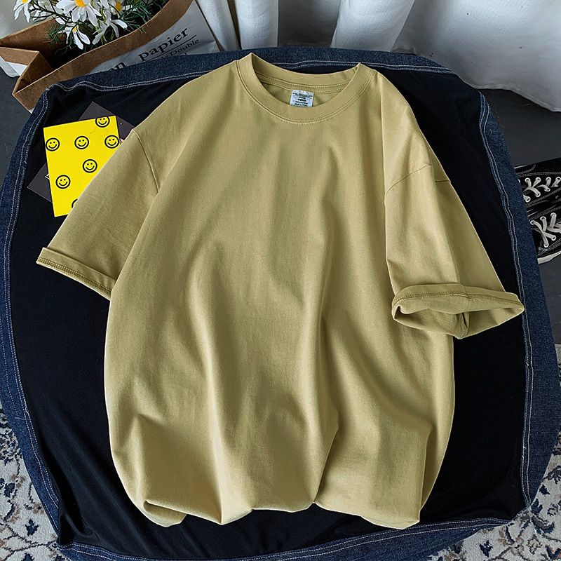 100% Cotton Half Sleeve Men Women Summer T-shirt Fashion Solid Color Simple O Neck Tops Loose Casual Basic Short-sleeved.