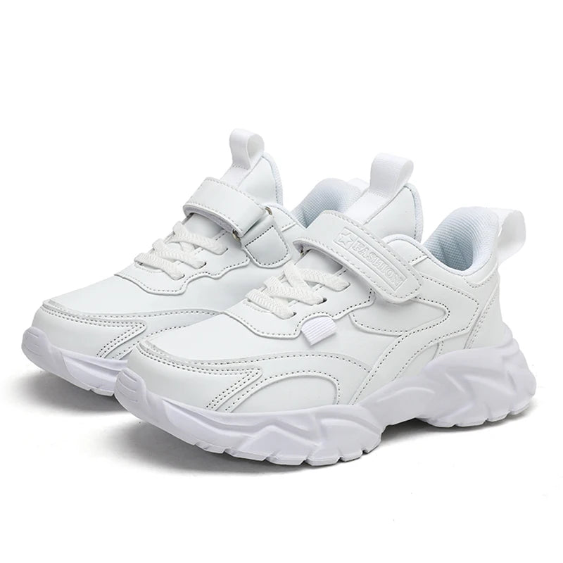 Sport Girl Casual Shoe Leather 5-16Years Boy Tenis Shoe Outdoor Children Running Sneaker Anti Slip Soft Sole Walking Footwear