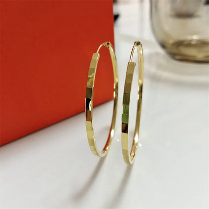 Senlissi - New Fashion18K Gold Plated Hoop Earrings For Women 925 Sterling Silver 2.0mm Fashion Earring Cерьги Kольца 3/4/5/6CM.
