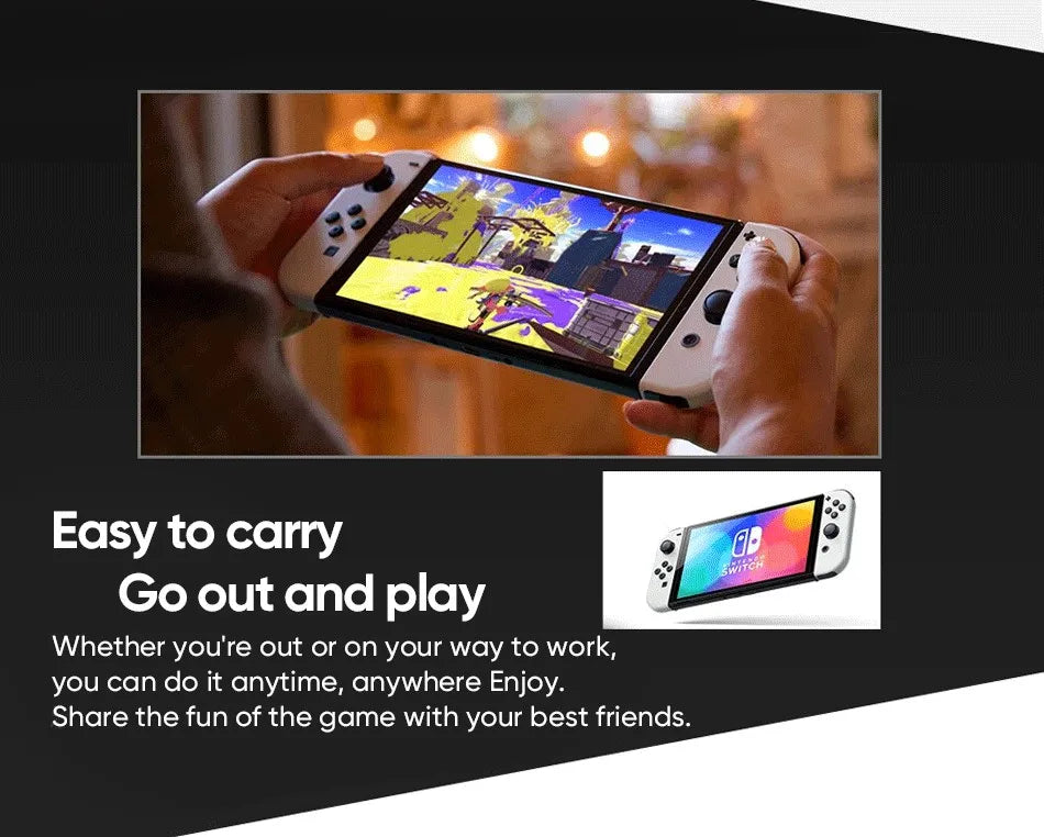Nintendo Switch OLED Model 7 Inch Screen Joy‑Con Handle Enhanced Audio Adjustable Console Stable TV Mode Video Game.