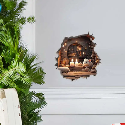 Mouse Magic Hole Wall Decal Sticker Removable Wall Decoration Awesome Gift Idea Baseboard Wall Sticker Decal Mouse Hole S427.