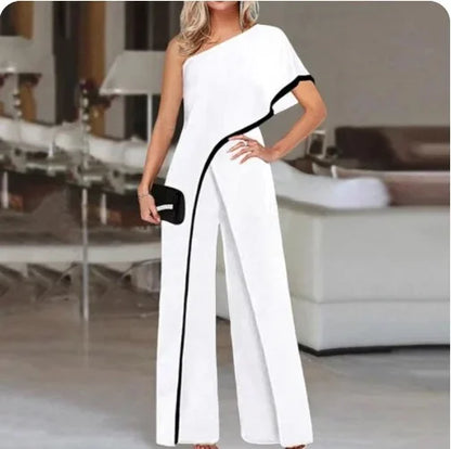 2024 Amazon Independent Station Women's Jumpsuit Slimming Fashionable Color Blocking Women's Trousers Jumpsuit Casual Style