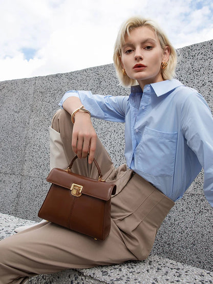 ITAMOOD Genuine Leather Women's Bag Luxury Branded Women's Handbag Fashionable and Versatile Crossbody Bag With Scarf Decor.