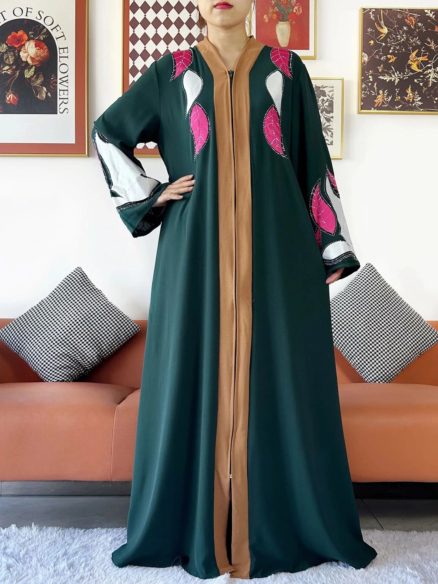 High Grade Fabric Women Party Dress Chiffon Open Abaya Muslim Women Dress Islamic Clothing Cardigan Abaya Women Muslim Dress