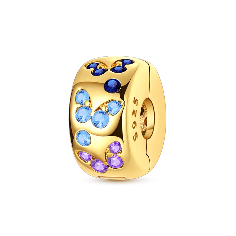 Gold Series DIY Charms Bead Original 925 Sterling Silver Inlaid Zirconium Sun Leopard Pendants Fit Bracelet Jewelry Gift Marking