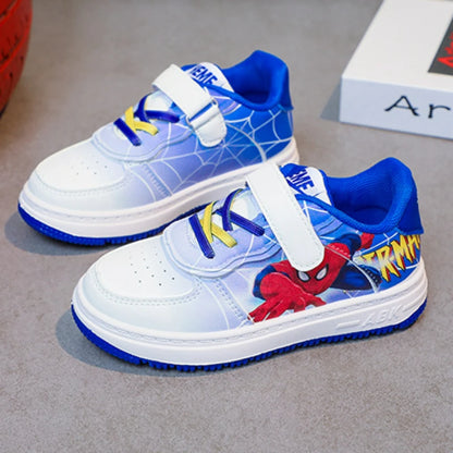 Disney Children's Casual Shoes Cartoon Boys' Breathable Fashion Sports Shoes Sneakers Pu Leather Blue White Shoes Size 26-37