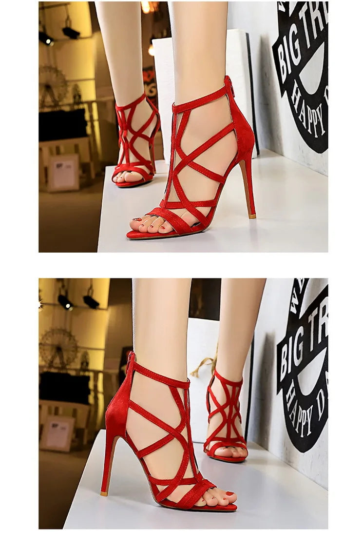 BIGTREE Shoes Roman Style High Heels Woman Pumps Stiletto Heels 11 Cm Women Heels Sexy Party Shoes Hollow Out Women Sandals 2025.
