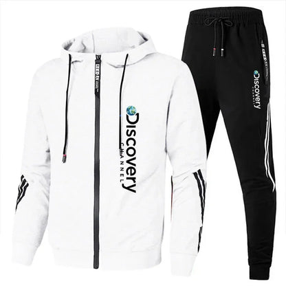 Spring and autumn new men's brand clothing gym sportswear 2 sets zipper jacket + leisure sports jogging pants 2 sets.
