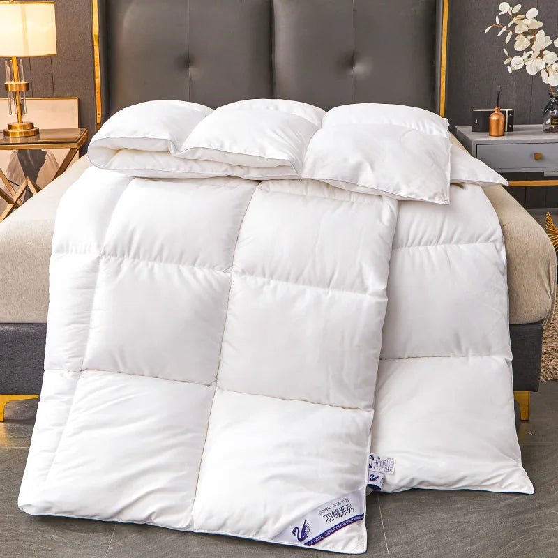 Solid White Goose Down Like Duvet Fluffy Quilted Comforter Comfortable Warm Winter/Autumn Thick Blanket 150*200cm Quilt Core.
