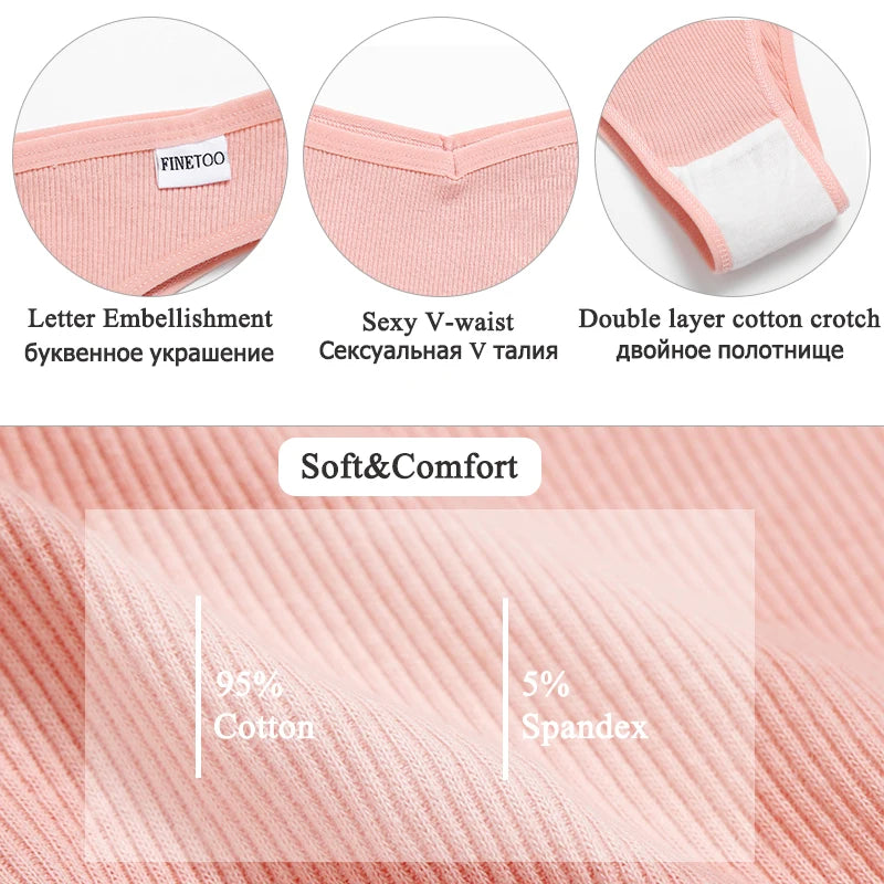 FINETOO 4Pcs/Set M-4XL Cotton Panties Female Underpants Sexy Panties for Women Briefs Underwear Plus Size Pantys Lingerie.