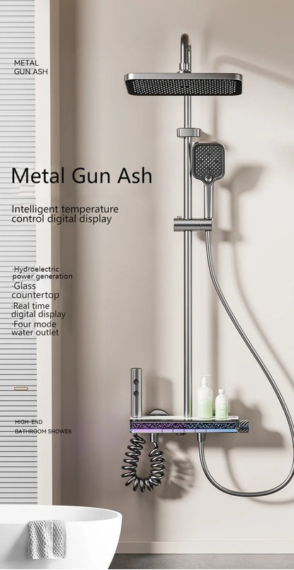 Digital Display Shower Set with Starry Sky Atmosphere Light  Bathroom Shower System Modern Bath Faucets Shower Head