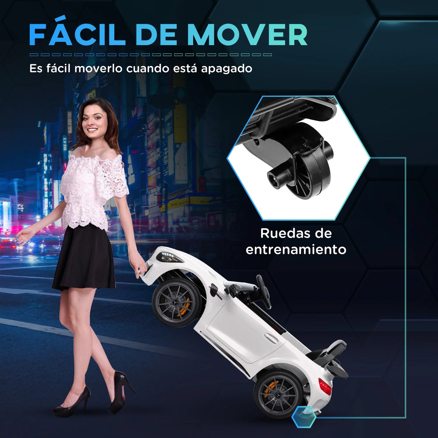 Aiyaplay Electric Car for Children +3 Years Mercedes-Benz Amg Gtr White.