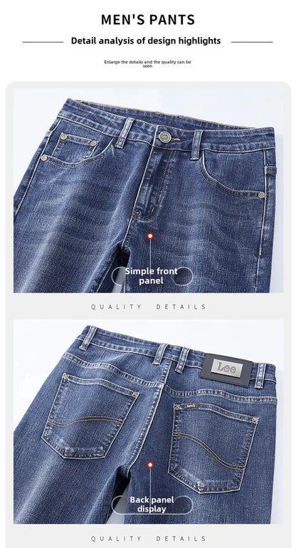 Lee Dex Jeans Men's Autumn/winter New Loose-fit Straight-leg Versatile Mid-age Men's Wear Business Casual Long Pants.