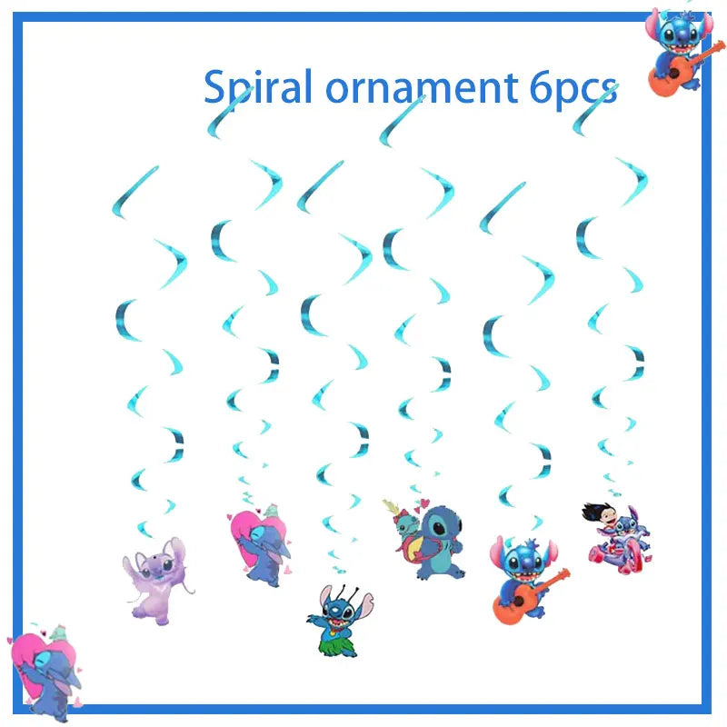 Disney Stich Geburtstag Party Dekorationen Blau Thema Geschirr Tischdecke Banner Hängende Spirale Für Kinder Event Liefert.