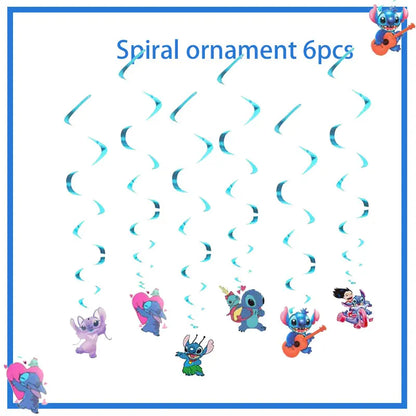 Disney Stich Geburtstag Party Dekorationen Blau Thema Geschirr Tischdecke Banner Hängende Spirale Für Kinder Event Liefert.