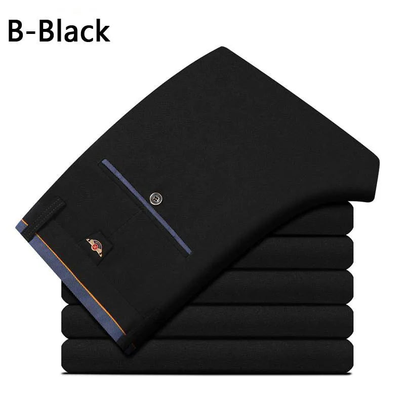 28-40 Men's Summer Fashion Business Casual Long Pants Suit Pants Male Elastic Straight Formal Trousers Plus Big Size 28-40.