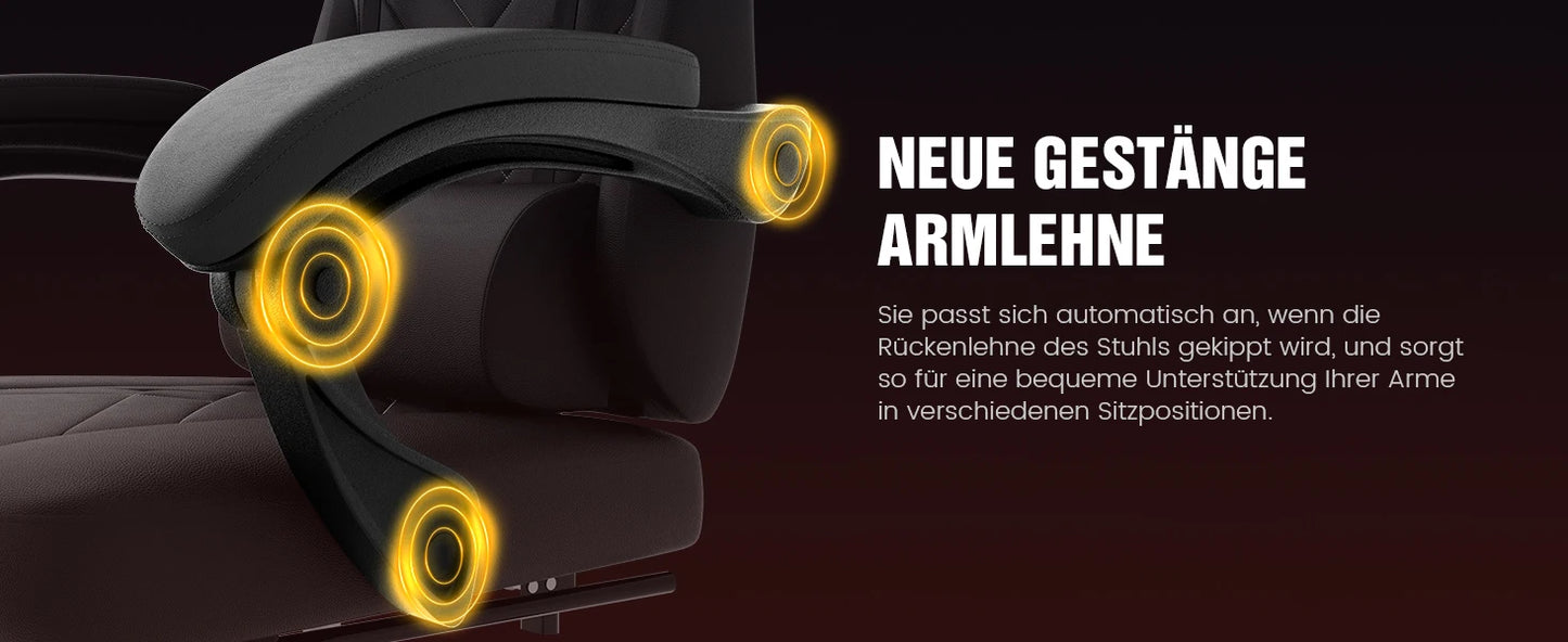 WOTSTA Gaming-Stuhl, ergonomischer Bürostuhl, Renncomputerstuhl, höhenverstellbarer Computerstuhl mit Kopfstütze