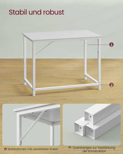 VASAGLE Schreibtisch, Kleiner Computertisch, Bürotisch, für Arbeitszimmer, Schlafzimmer,moderner Stil, Metallgestell