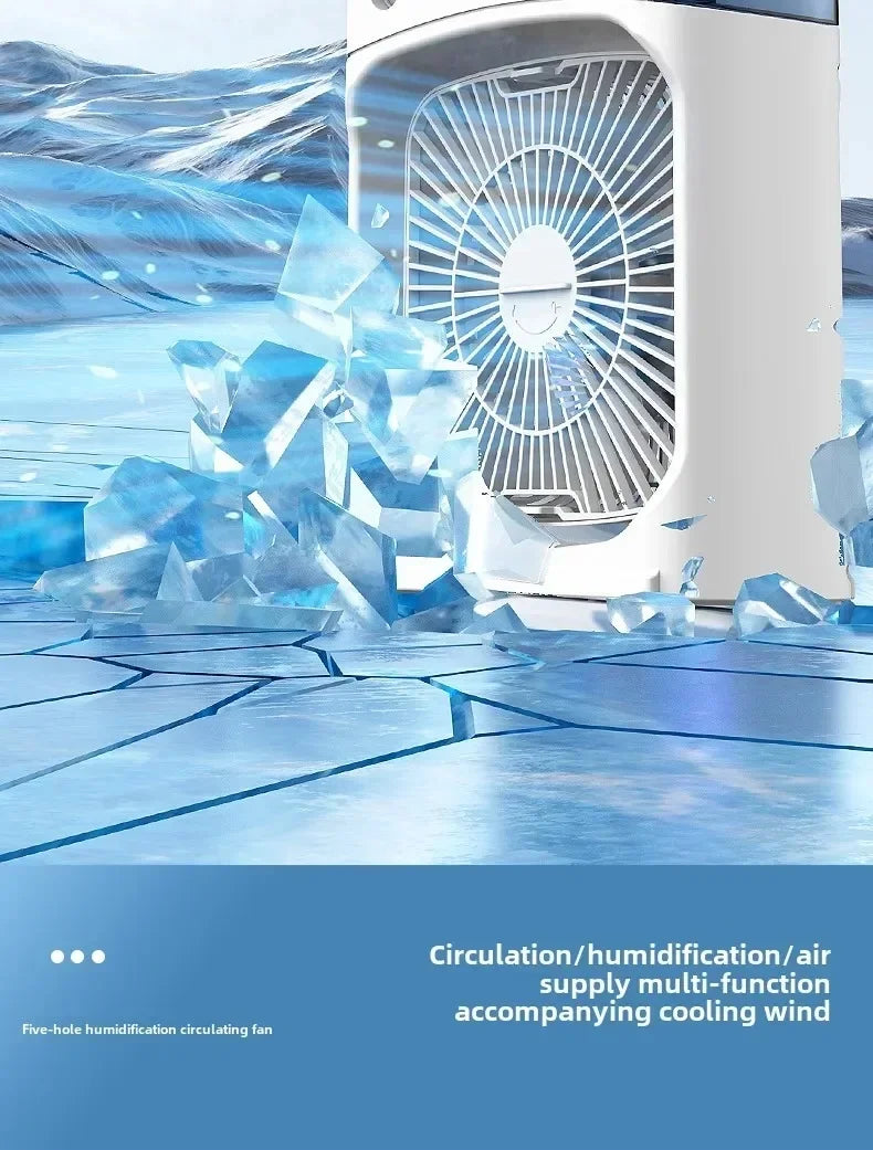 Portable Mini Fan 3 in 1 Cooler Home House LED USB Desk Bedroom Indoor Air Conditioner Humidifier Fans Summer Cool Living Room.