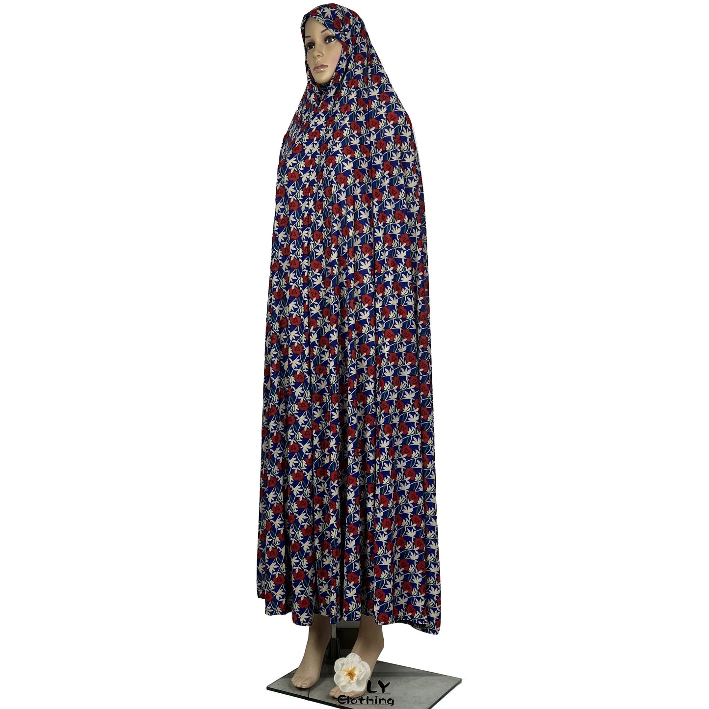 New Dubai Islamic Robe Ramadan Womens Hooded Abaya African Sleeveless Loose Soft Prayer Garment Muslim Floral Dress With Hijab