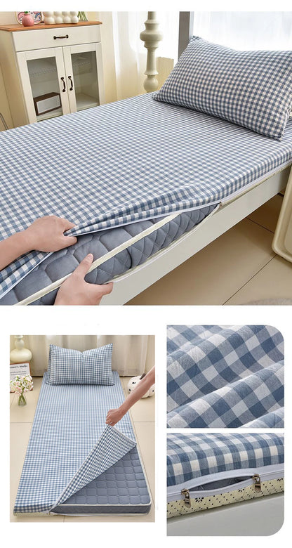 WOSTAR Geometric printed mattress protector cover with zipper fully enclosed single bed sheet pure cotton protection pad 90x190