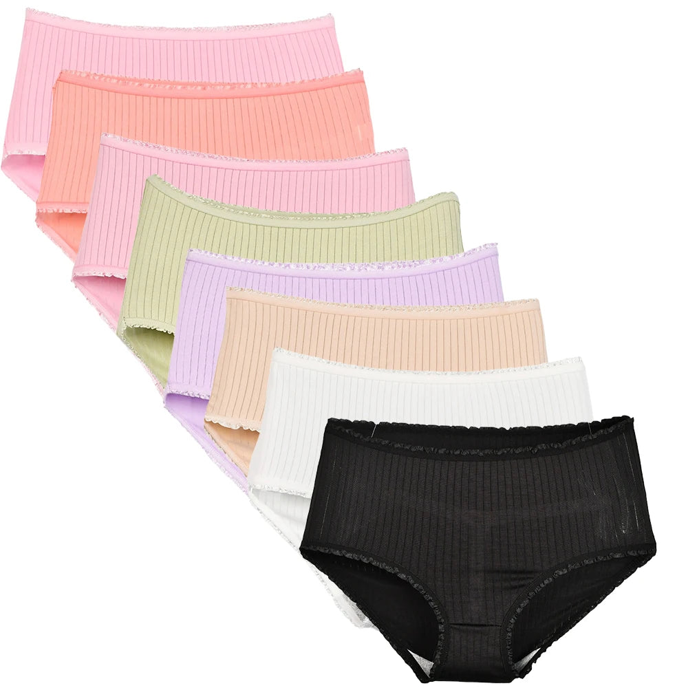 8pcs/lot Women Panties Milk Silk Girls Plus Size Underwear High Waist Briefs Breathable Solid Color Female Lingerie 38-100KG.