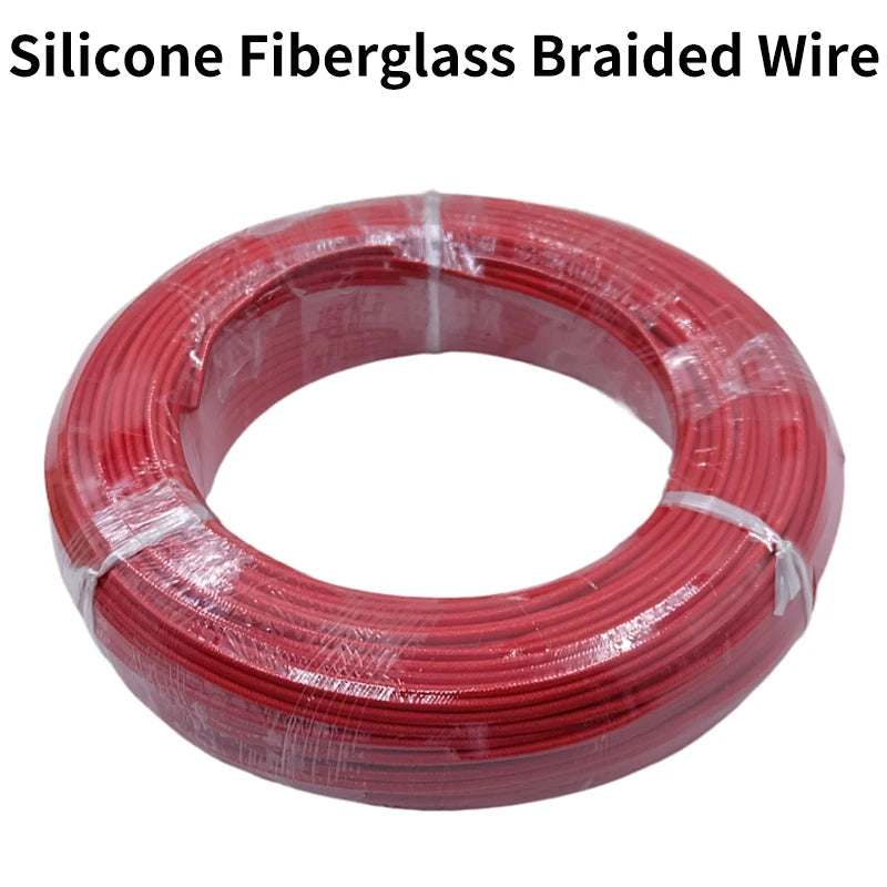2M/5M High Temperature Resistant Silicone Wire 300°C Soft Copper Cable Fiberglass Braided Insulated Warm Floor Heat Element Line.
