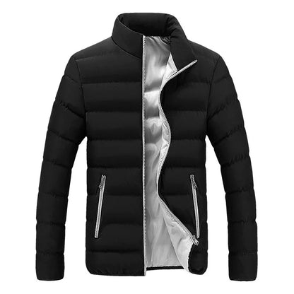 2024 Black New Men's Warm Jacket Cotton Padded Jacket Casual Sports Autumn Winter Men Standing Collar Warm Thick Parker Coat Jac.