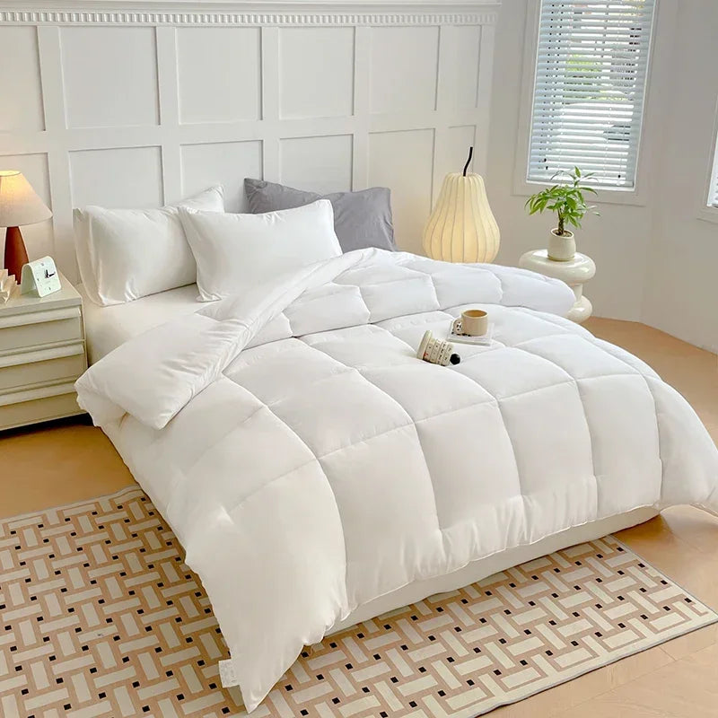 2024 new winter quilt thickened warm solid color simple wind soybean fiber quilt skin-friendly lock warm spring and autumn quilt.