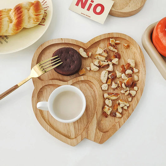 Wooden Tray Heart-Shaped Cheese Board Salad Cake Plate Decoration For Snacks Candied Fruits Valentine'S Day Decoration.