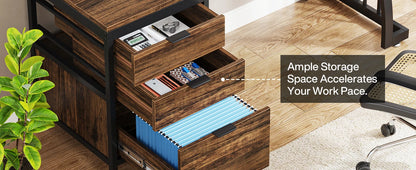 Tribesigns Computertisch mit 3 Schubladen, 59-Zoll-PC-Schreibtisch mit umkehrbaren Schubladen, Arbeitsplatz für industrielle Arbeitszimmer-Schreibtisch