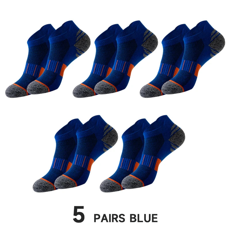5 Pairs Socks Men's Short Socks Sweat Absorbent and Odorous Basketball Socks Running Sports Socks Breathable Mesh Men's Socks