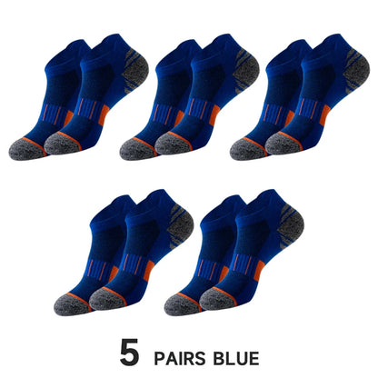 5 Pairs Socks Men's Short Socks Sweat Absorbent and Odorous Basketball Socks Running Sports Socks Breathable Mesh Men's Socks